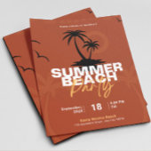 Orange und Black Illustration Summer Beach Party Einladung