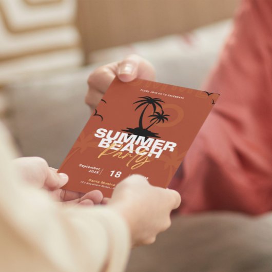 Orange und Black Illustration Summer Beach Party Einladung