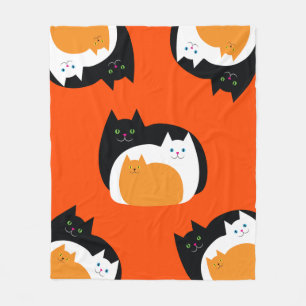 Orange und Black Kitty Cats Fleecedecke