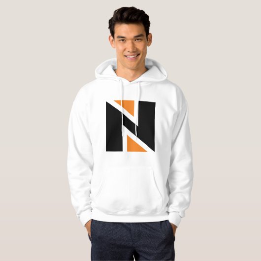 Orange und Black Letter N Mens Hoodie (Vorne ganz)
