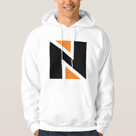 Orange und Black Letter N Mens Hoodie (Vorderseite)