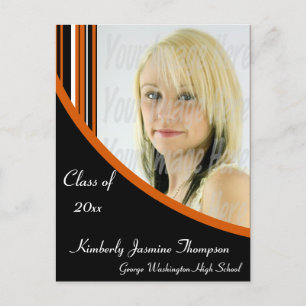 Orange und Black Mod Stripes Abschluss Postkarte