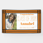 Orange und Black One Foto Geometric Grad Banner (Horizontal)