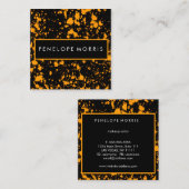 Orange und Black Paint Spritzer Beauty Stylist Quadratische Visitenkarte (Vorne/Hinten)