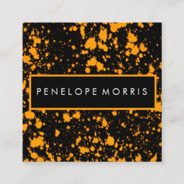 Orange und Black Paint Spritzer Beauty Stylist Quadratische Visitenkarte