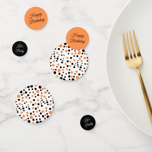 Orange und Black Polka Dot Birthday Konfetti (Gruppe)
