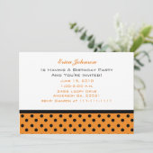 Orange und Black Polka Dot Party Einladungen (Stehend Vorderseite)