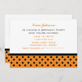 Orange und Black Polka Dot Party Einladungen (Vorne/Hinten)
