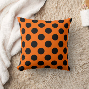 Orange und Black Polka Dot Pattern Kissen