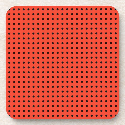 Orange und Black Polka Dot Pattern Untersetzer (Vorderseite)