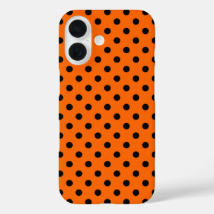 Orange und Black Polka Dots iPhone 16 Hülle
