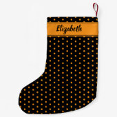 Orange und Black Polka Dots Personalisiert kundens Kleiner Weihnachtsstrumpf (Rückseite)