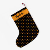 Orange und Black Polka Dots Personalisiert kundens Kleiner Weihnachtsstrumpf (Rückseite (Hängend))