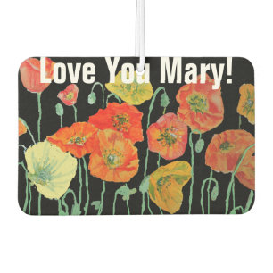 Orange und Black Poppies Name Auto Air Freshener Autolufterfrischer