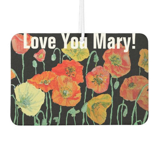 Orange und Black Poppies Name Auto Air Freshener Autolufterfrischer (Vorderseite)