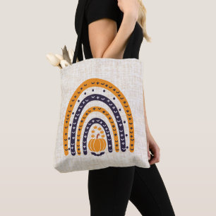 Orange und Black Rainbow Burlap Halloween Tasche