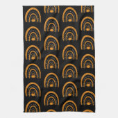 Orange und Black Rainbows Fledermäuse Schwarzes Ha Geschirrtuch (Vertikal)