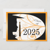 Orange und Black Silhouette 2025 Card Einladung (Vorderseite)
