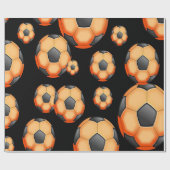 Orange und Black Soccer Geschenkpapier (Flach)