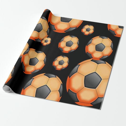 Orange und Black Soccer Geschenkpapier (Ungerollt)