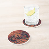 Orange und Black Southwestern Design Kokopelli Sandstein Untersetzer (Seite)