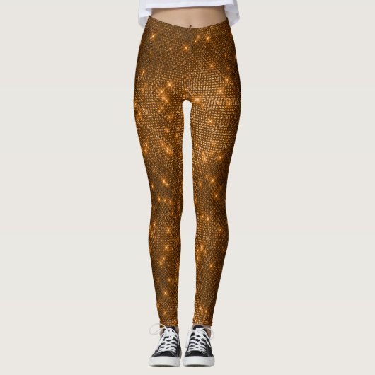 Orange und Black Sparkle Halloween-Kostüm Leggings (Vorderseite)