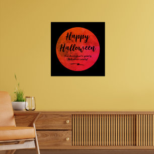 Orange und Black Spooky Full Moon Happy Halloween Poster