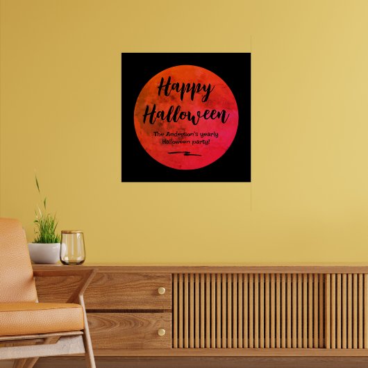 Orange und Black Spooky Full Moon Happy Halloween Poster (Wohnzimmer 2)