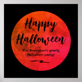 Orange und Black Spooky Full Moon Happy Halloween Poster