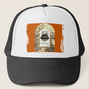 Orange und Black Spooky Full Moon Happy Halloween Truckerkappe