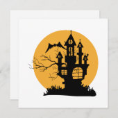 Orange und Black Spuk House Halloween Einladung (Vorne/Hinten)