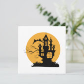 Orange und Black Spuk House Halloween Einladung (Stehend Vorderseite)