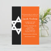Orange und Black Star von David Bar Mitzvah Einladung (Stehend Vorderseite)