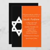 Orange und Black Star von David Bar Mitzvah Einladung (Vorne/Hinten)