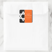 Orange und Black Star von David Bar Mitzvah Favor Quadratischer Aufkleber (Tasche)