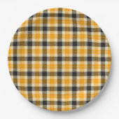 Orange und Black Tartan Kariert Paper Teller (Vorderseite)