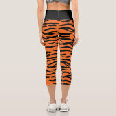Orange und Black Tiger Streifen Muster Capri Leggings (Rückseite)