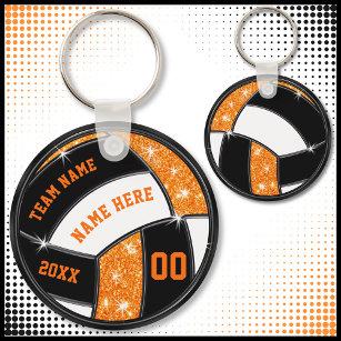 Orange und Black Volleyball Geschenke für Spieler Schlüsselanhänger
