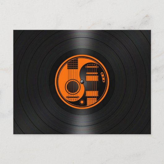 Orange und Black Yin Yang Gitarren Vinyl Graphic Postkarte (Vorderseite)