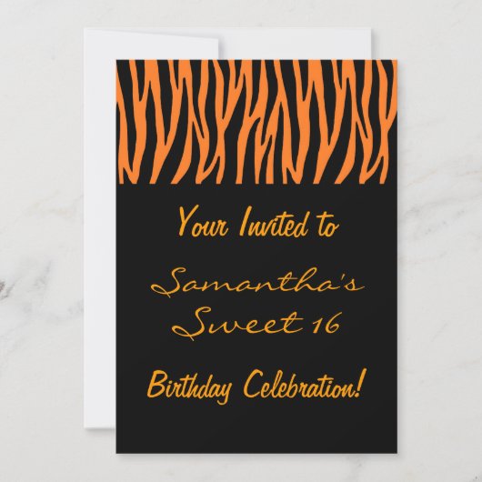 Orange und Black Zebra Einladungen personalisieren (Vorderseite)