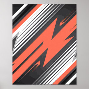 Orange und Black Zigzag Geometric Design Poster