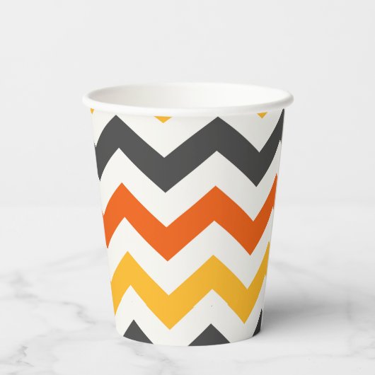 Orange und Black Zigzag Pappbecher (Rückseite)