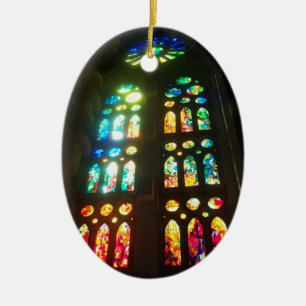 Orange und Blau beflecktes GlassOval Keramikornament