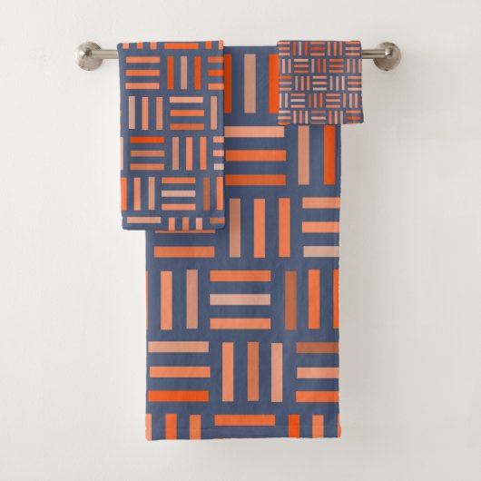 Orange und Blau Geometrisch Badhandtuch Set (Insitu)