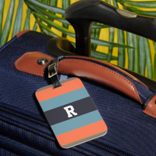 Orange und Blau Mit Monogramm Streifen Gepäckanhänger