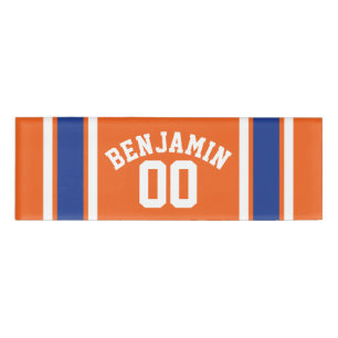Orange und Blau trägt Jersey-Streifen zur Schau Namenschild
