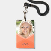 Orange und Blau überlagertes geometrisches Foto Ausweis (Vorderseite mit Schlüsselband)