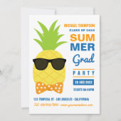 Orange und Blaue Ananas Sommer Grad Party Invita Einladung (Vorderseite)