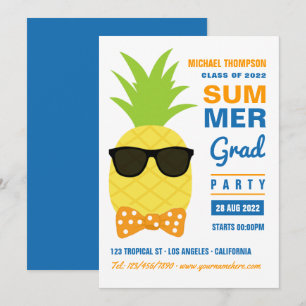 Orange und Blaue Ananas Sommer Grad Party Invita Einladung