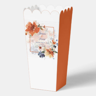 Orange und blaue Aquarell-Herbst-Blumenhochzeit  Geschenkschachtel